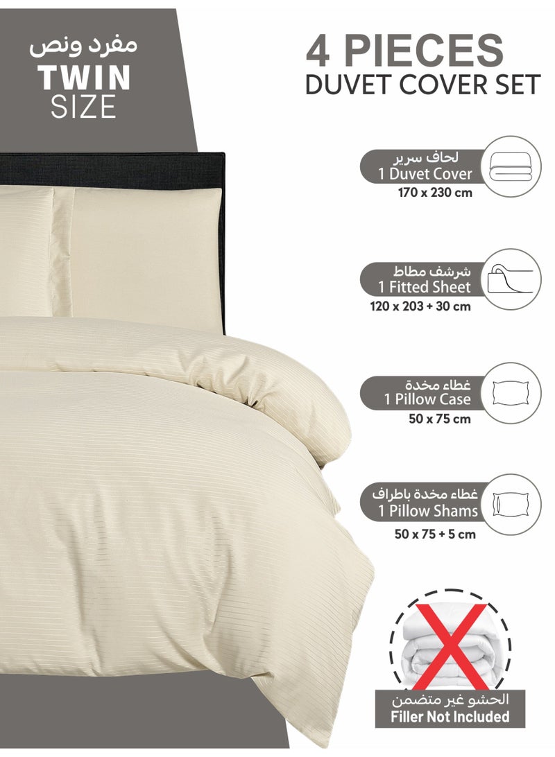 Doona Striped Duvet Cover Set Twin Size Fits 120 x 200 cm - 4-Pcs Bed Set, Microfiber Fabric - 1 Duvet Cover, 1 Fitted Sheet, 1 Pillow Sham, 1 Pillowcase (Filler Not Included) - Image 3