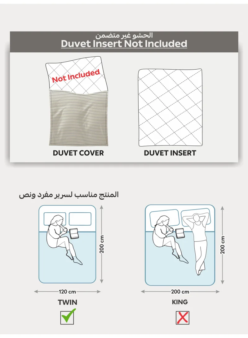 Donetella Striped Duvet Cover Set Single Size 170x230 cm - 4-Pcs Bed Set, Microfiber Fabric - 1 Duvet Cover, 1 Fitted Sheet, 1 Pillow Sham, 1 Pillowcase (Filler Not Included)