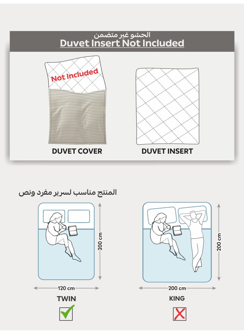 Doona Striped Duvet Cover Set Twin Size Fits 120 x 200 cm - 4-Pcs Bed Set, Microfiber Fabric - 1 Duvet Cover, 1 Fitted Sheet, 1 Pillow Sham, 1 Pillowcase (Filler Not Included) - Image 2