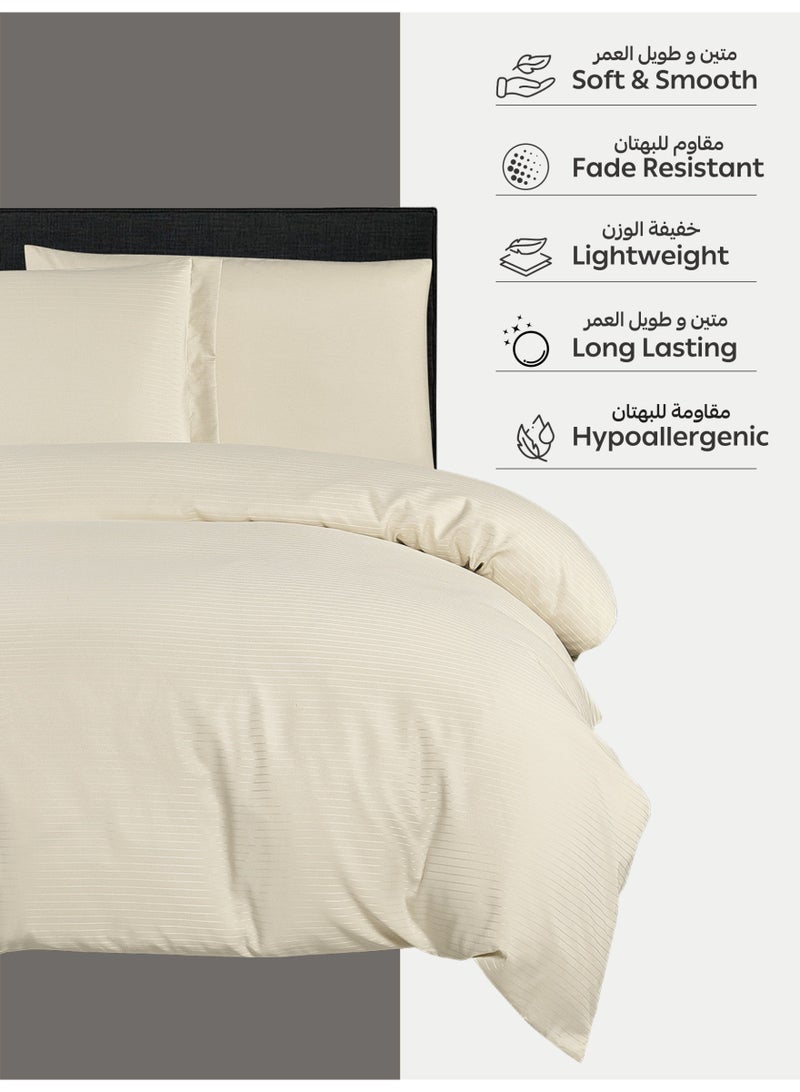 Doona Striped Duvet Cover Set Twin Size Fits 120 x 200 cm - 4-Pcs Bed Set, Microfiber Fabric - 1 Duvet Cover, 1 Fitted Sheet, 1 Pillow Sham, 1 Pillowcase (Filler Not Included) - Image 5
