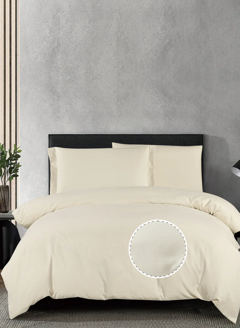 Donetella Striped Duvet Cover Set Single Size 170x230 cm - 4-Pcs Bed Set, Microfiber Fabric - 1 Duvet Cover, 1 Fitted Sheet, 1 Pillow Sham, 1 Pillowcase (Filler Not Included)