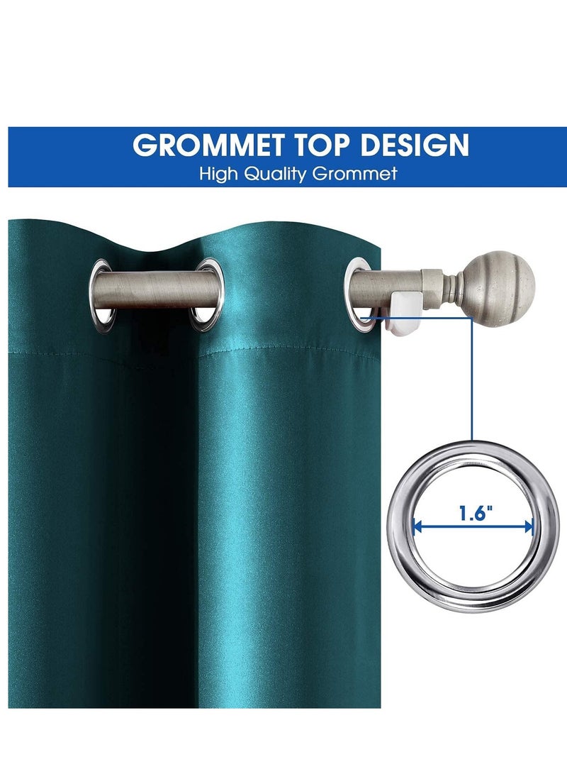 Umeema Blackout Window and Door Curtains for Bedroom, Living room with Grommet Top (Width 150cm and Length 270cm) Two pieces set. (Blueish Green)  - Image 4