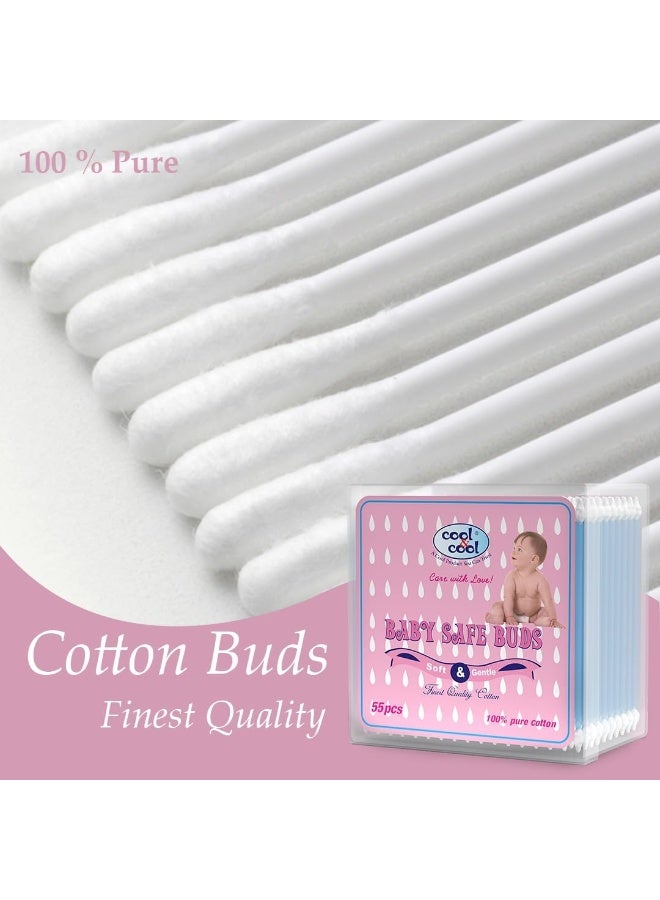 Cool & Cool Baby Cotton Buds 55's – 100% Pure Cotton, Baby-Friendly, Gentle Cleaning, Ear Protection, Safe swabs for Delicate baby Ears 55 Pieces - Image 5