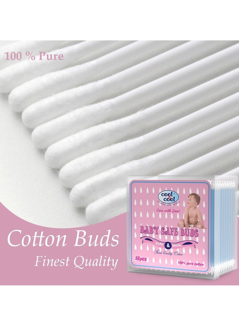 Cool & Cool Baby Cotton Buds - 55's - 100% Pure Cotton, Baby-Friendly, Gentle Cleaning, Ear Protection, Safe Swabs For Delicate Baby Ears - Image 3