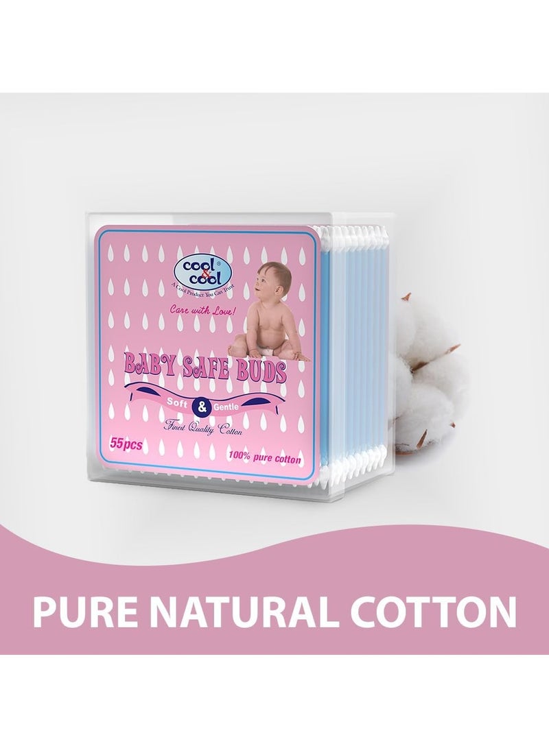 Cool & Cool Baby Cotton Buds - 55's - 100% Pure Cotton, Baby-Friendly, Gentle Cleaning, Ear Protection, Safe Swabs For Delicate Baby Ears - Image 4