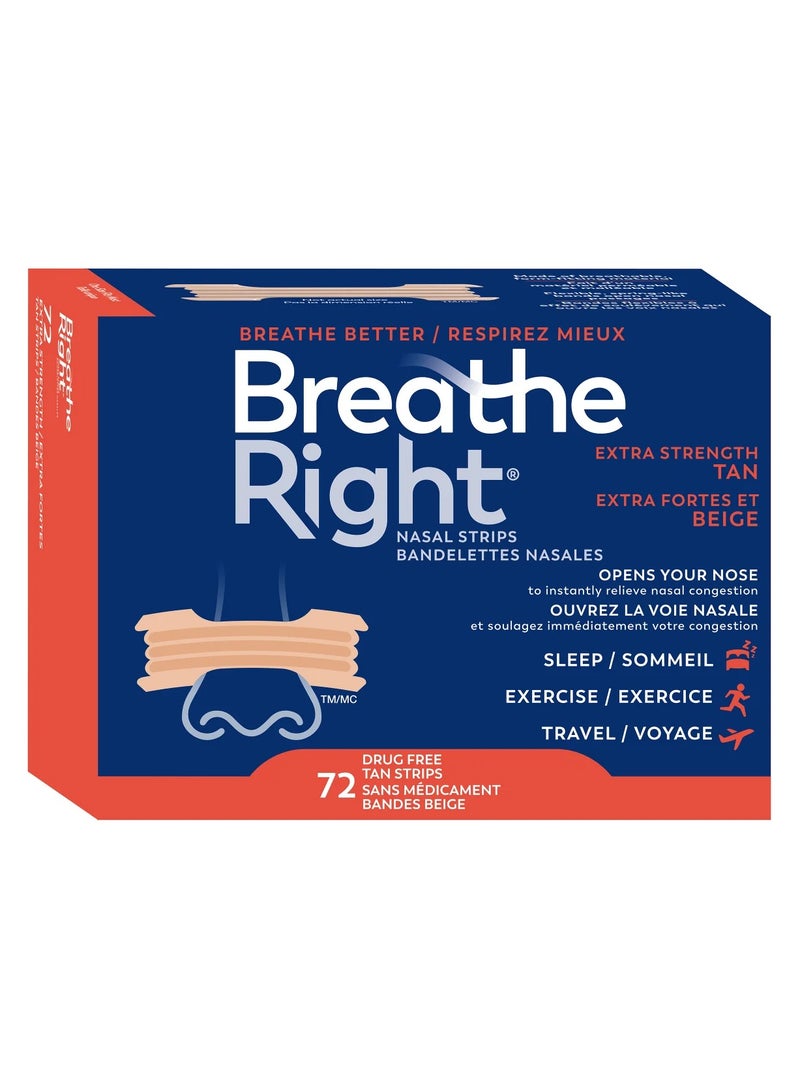 Breathe Right Breathe Right Extra Strength Tan, 72 Tan Strips