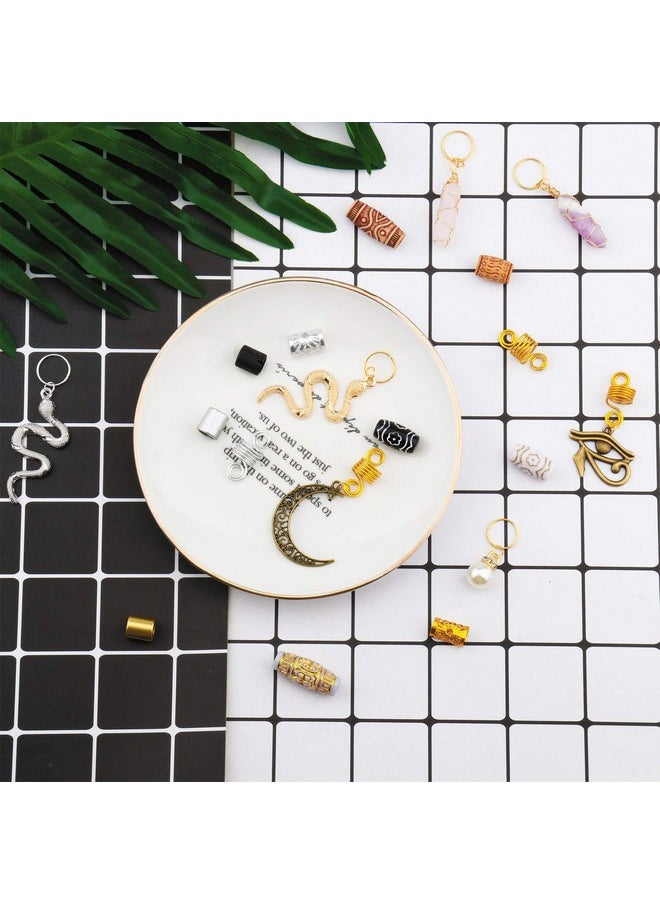 Messen 121Pcs Dreadlocks Jewelry Crystal Wire Wrapped Loc Adornment Imitation Wood Beads Braid Accessories Hair Cuffs Beard Tube Beads Pearl Pendants For Braids Hair Clip Decoration  - Image 2