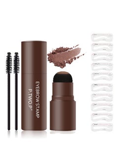 P.TWO.P Eyebrow Stamp ,Perfect Eyebrow Stamp Kit To Instantly Color And Shape Your Brows，One Step Eyebrow Stamp Shaping Kit Set With 10 Stencils Makeup Long Lasting Waterproof （natural brown）  - Image 1