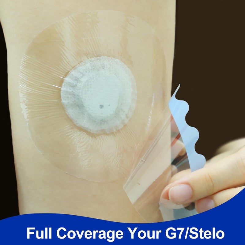 HONYOU 50Pack Adhesive Patches Compatible with G7  Stelo CGM Waterproof  Sweatproof Transparent Over Patch Full Coverage NonGlue Central 15Day Protection - Image 2