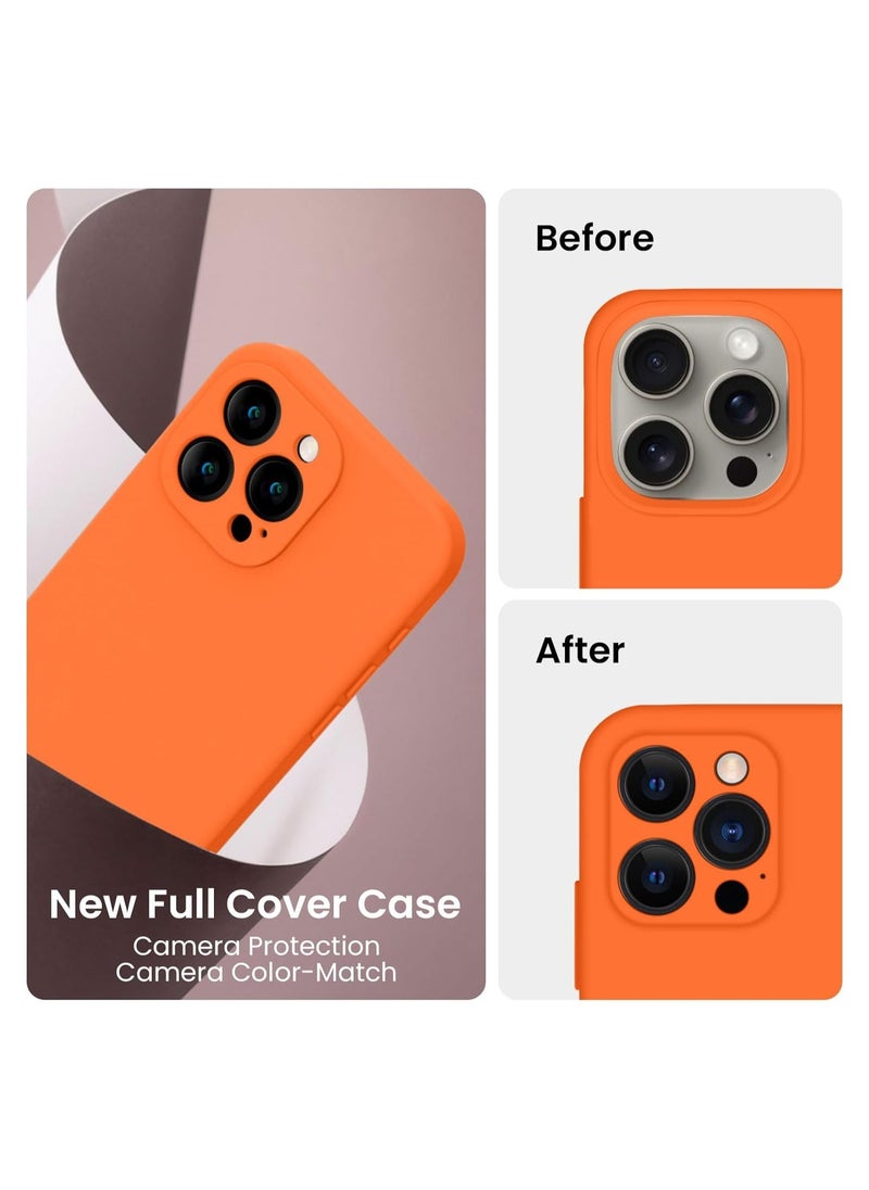Raxoom Designed for iPhone 15 Pro Max Case, Silicone Upgraded [Camera Protection] for iPhone 15 ProMax Case with [2 Screen Protectors], Anti-Scratch Microfiber Lining, 6.7 inch, Neon Orange - Image 3