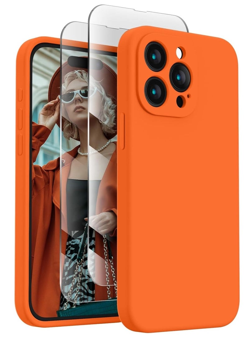 Raxoom Designed for iPhone 15 Pro Max Case, Silicone Upgraded [Camera Protection] for iPhone 15 ProMax Case with [2 Screen Protectors], Anti-Scratch Microfiber Lining, 6.7 inch, Neon Orange - Image 1