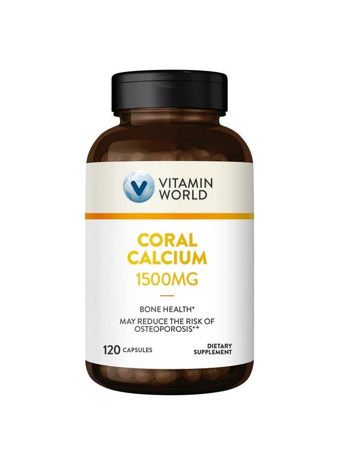 VITAMIN WORLD Vitamin World Coral Calcium 1500 mg. 120 Capsules, Mineral Supplement, Rapid-Release, Gluten Free  - Image 1