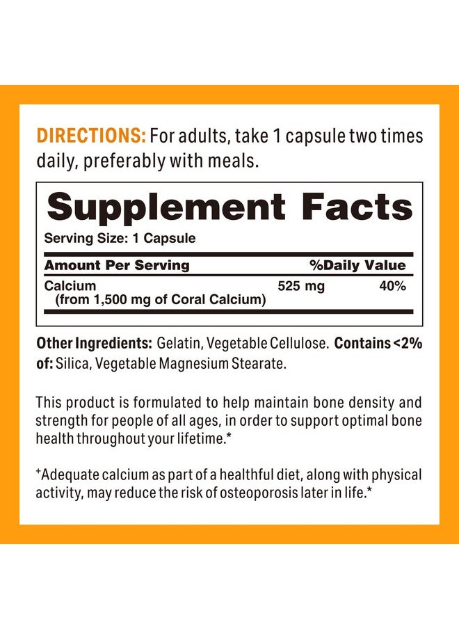 VITAMIN WORLD Vitamin World Coral Calcium 1500 mg. 120 Capsules, Mineral Supplement, Rapid-Release, Gluten Free  - Image 2