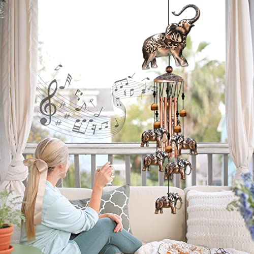 BAOXUE Wind Chimes for Outside,Elephant Gifts for Women, Elephants Decor,Birthday Gift for Mom Grandma, Windchimes Clearance Outdoor,Garden Patio Yard Decorations - Image 2