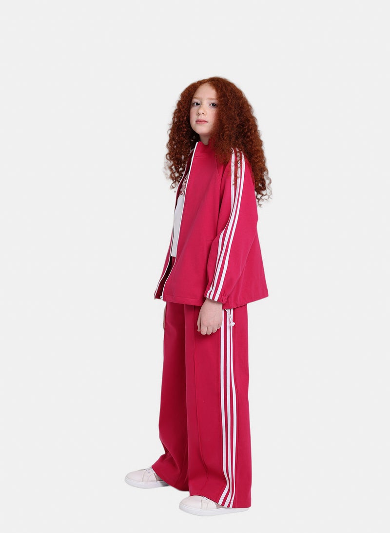 Junior Girls Track Jacket With White Stripes - Image 2