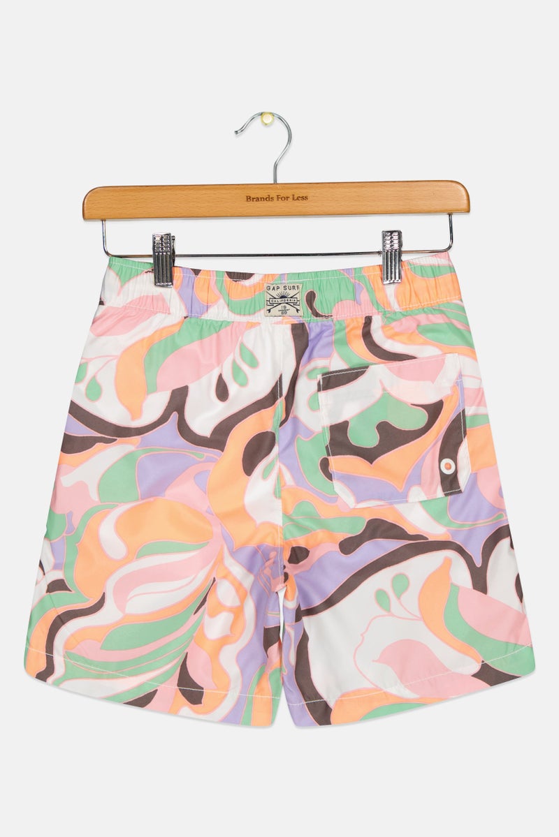 GAP Kids Boy Abstract Print Drawstring Board Shorts, Multicolor - Image 2