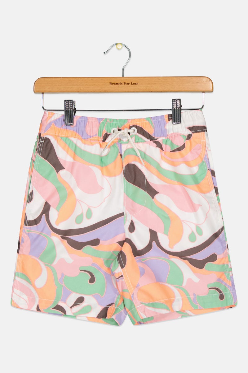 GAP Kids Boy Abstract Print Drawstring Board Shorts, Multicolor - Image 1
