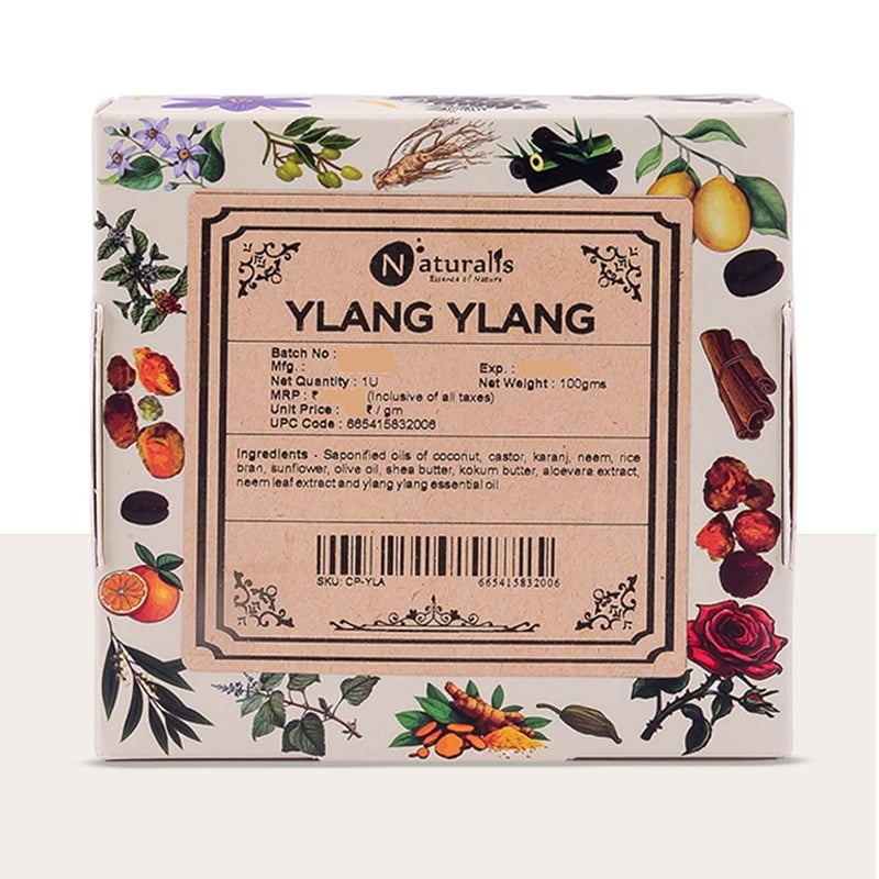 Naturalis YlangYlang Essential Oil Soap  Hand made Soap with YlangYlang Oil and Natural Oils for Deep Cleansing Hydration Skin Soothing and Radiant Glow 100g Each pack of 4 - Image 1