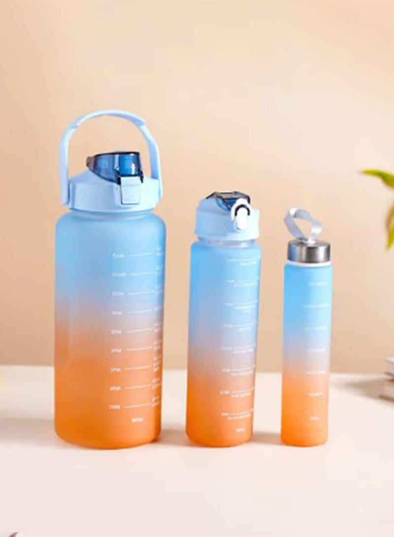 NAFEH Large 2 Liters 64Oz BPA Free Multicolor Water Bottle - Leak Proof With Straw, Motivational Quote And Time Marker, Anti Slip For Sports,Fitness, Gym (Pink/Blue Pack Of 3) - Image 5