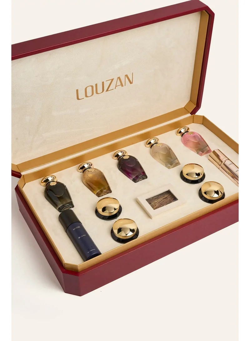 Louzan Louzan Fabulous Collection Gift Set – 12-Piece Luxury Fragrance Set with 5 Perfumes, Dokhoon, Oud & All Over Sprays