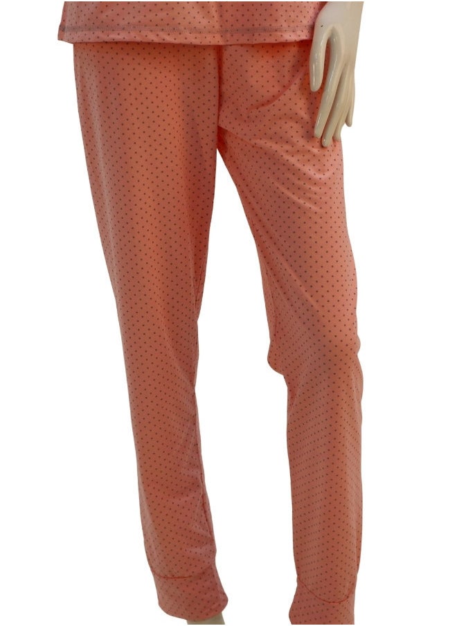 JOANNA - JOANNA Women's Good Life Print With Pocket Short Sleeve Shirt & Long Pants Pajama Set, Pink - Image 1