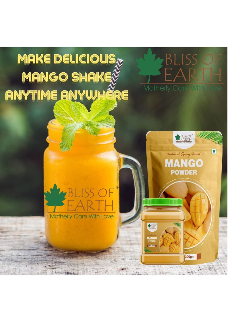 بليس اوف ايرث Bliss of Earth 200gm Mango Powder Natural Spray ملك الفواكه المجفف فيتامين A و C و K غني للعصائر والمخفوقات والعصير والكيك والآيس كريم - Image 2