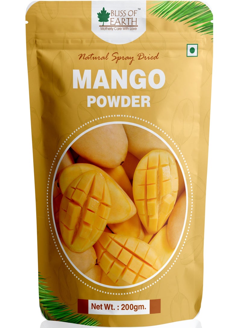 بليس اوف ايرث Bliss of Earth 200gm Mango Powder Natural Spray ملك الفواكه المجفف فيتامين A و C و K غني للعصائر والمخفوقات والعصير والكيك والآيس كريم - Image 1