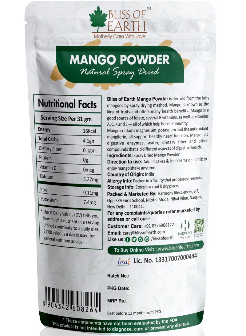 بليس اوف ايرث Bliss of Earth 200gm Mango Powder Natural Spray ملك الفواكه المجفف فيتامين A و C و K غني للعصائر والمخفوقات والعصير والكيك والآيس كريم - Image 5