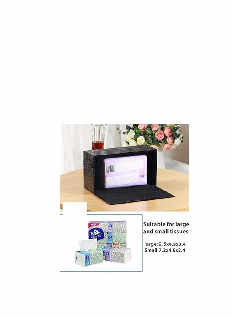 Barakah Large Leather Tissue Box Cover Holder,Rectangular Square Facial Holder Case Dispenser for Home and Car Decoration（Black,9.5x4.7x3.8 Inch） - Image 4
