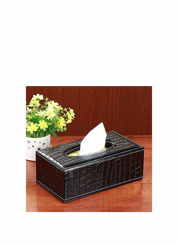 Barakah Large Leather Tissue Box Cover Holder,Rectangular Square Facial Holder Case Dispenser for Home and Car Decoration（Black,9.5x4.7x3.8 Inch） - Image 2