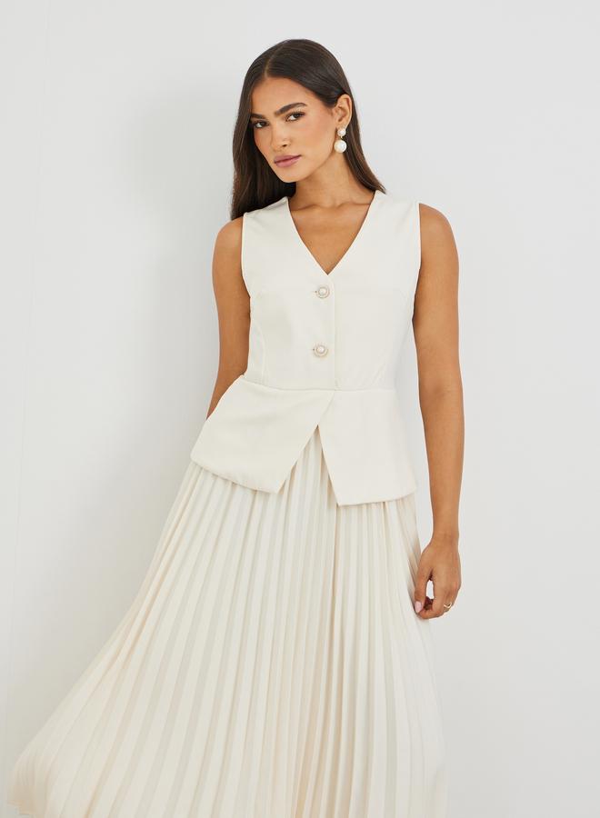 Styli Solid Sleeveless Blazer Midi Dress - Image 3