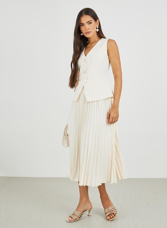 Styli Solid Sleeveless Blazer Midi Dress - Image 2