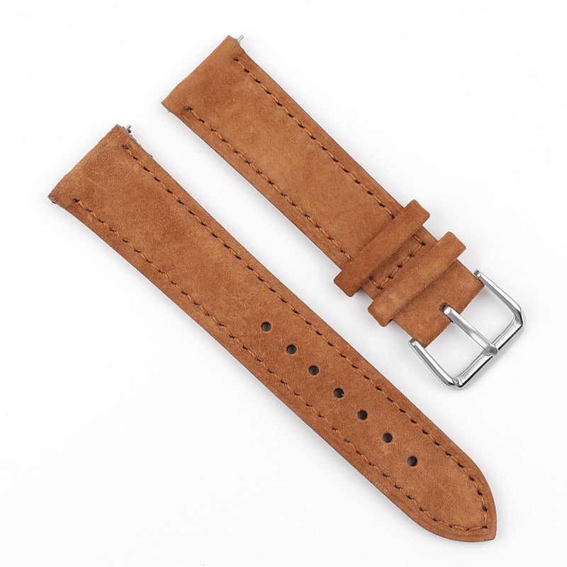 Generic Suede Watchband Suede Leather Bottom Soft Leather Universal Casual Quick Detach Frosted Vintage Watch Chain Belt Universal Brown