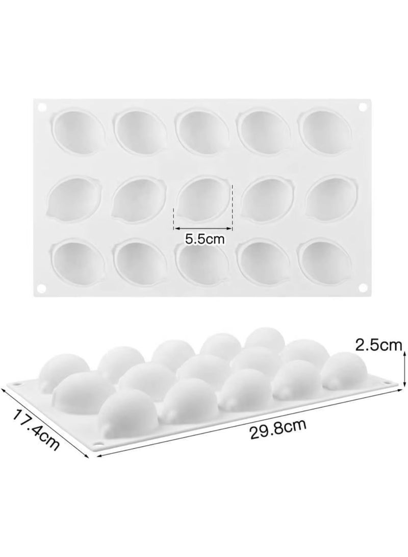 Lemon Shape Molds for Baking Mousse Cake,3D Silicone Baking Mold for Fondant Candy Dessert Chocolate Jelly Cupcake (15-Cavity) - Image 2