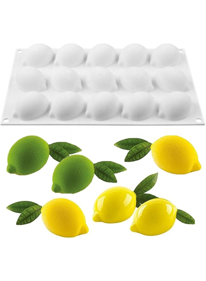 Lemon Shape Molds for Baking Mousse Cake,3D Silicone Baking Mold for Fondant Candy Dessert Chocolate Jelly Cupcake (15-Cavity) - Image 1