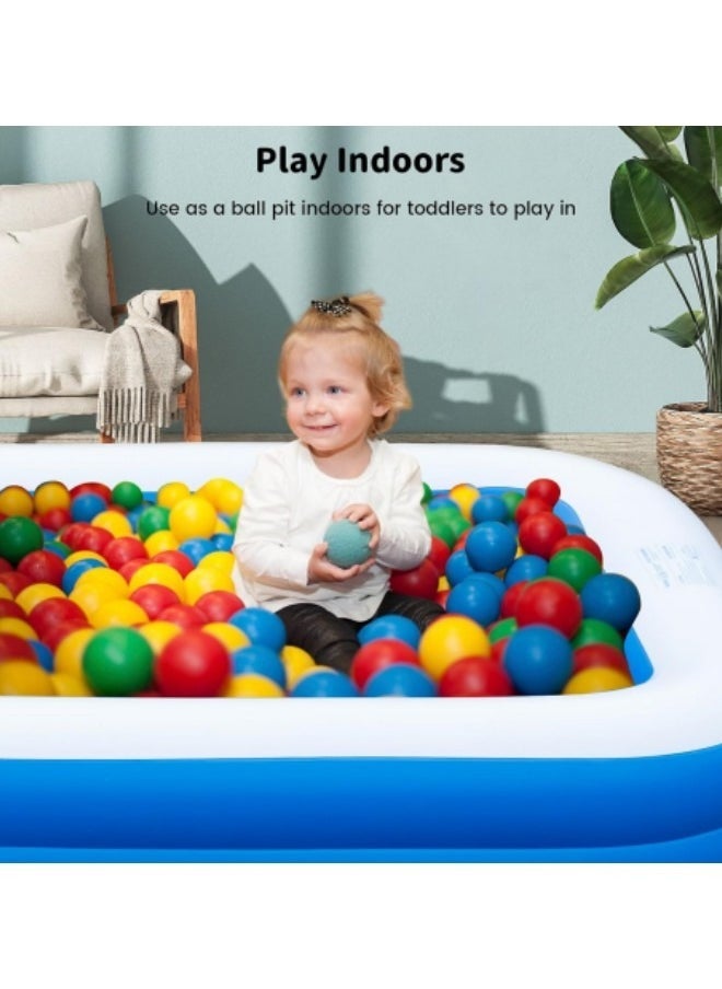 GGEROU - Inflatable Swimming Pool,Inflatable Pool for Kids and Adults,Oversized Thickened Family Swimming Pool,3-layer Blue and White Inflatable Swimming Pool, 305*183*56cm - Image 1