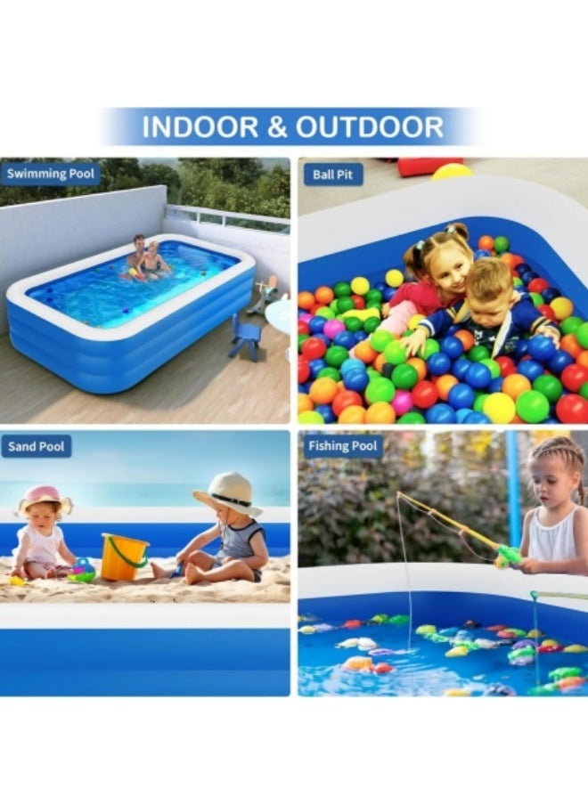 GGEROU - Inflatable Swimming Pool,Inflatable Pool for Kids and Adults,Oversized Thickened Family Swimming Pool,3-layer Blue and White Inflatable Swimming Pool, 305*183*56cm - Image 1