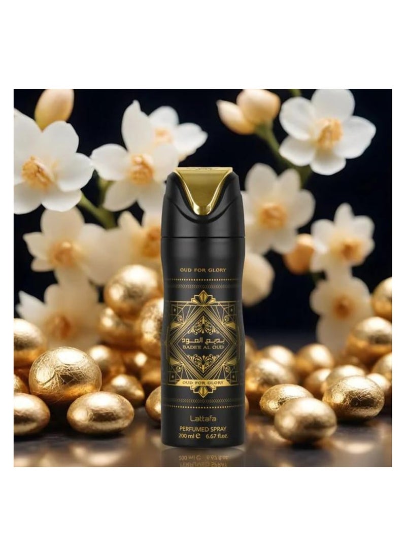 Lattafa Badee Al Oud Oud For Glory,Perfumed Deodorant Spray For Unisex,200 ml  - Image 2