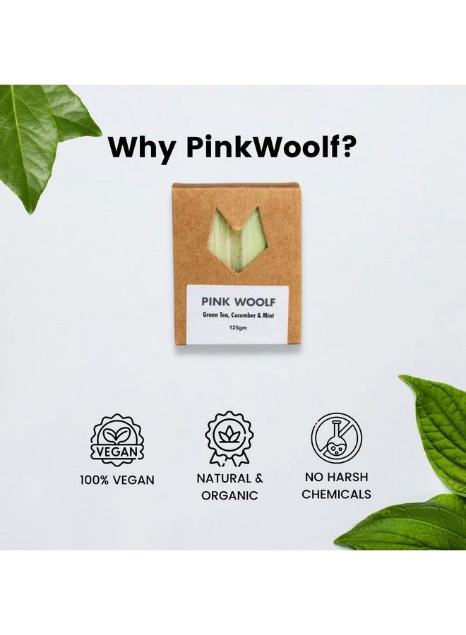 PINK WOOLF Bath Soaps Combo Set Of 3 Organic Soaps Green Tea Cucumber & Mint Fruity Energizing Aroma Moisturizes And Brightens Each Soap Bar Is 125 G - Image 5