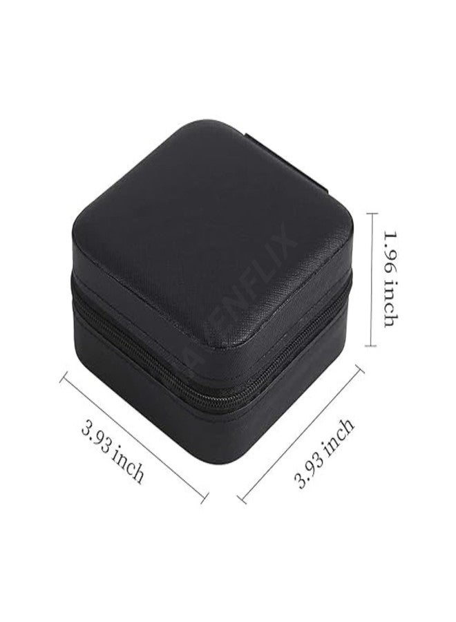 HavenFlix Faux Leather Mini Jewelry Travel Case – Small Portable Jewelry Organizer Box for Rings, Earrings & Necklaces, Compact Zippered Travel Jewelry Storage Case (Black) - Image 2
