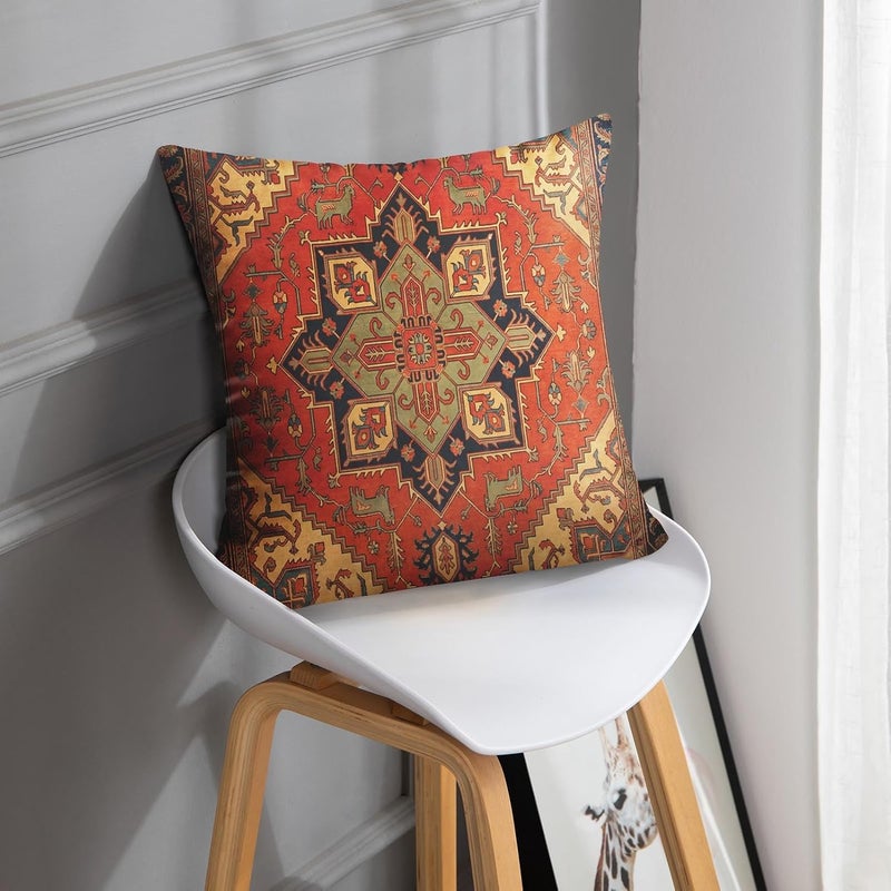 Britimes Throw Pillow Covers, Aztec Kilim Home Art Decor, 18 x 18 Inches Set of 2 Cushion Sofa Cases, Abstract Oil Painting Pillowcases for Living Room, Bedroom, Ethnic Decorative, Turkish Tribal - Image 2