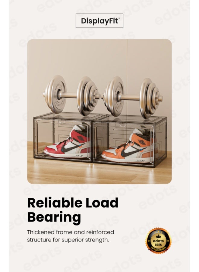 إي دوتس ديسبلايفيت المغناطيسي الجانب افتتاح صندوق الأحذية المنظم - واضح تكويم حذاء رياضة التخزين مع الباب المغناطيسي ، سميكة ب بناء ، الغبار واقية و طوي تصميم - Image 4