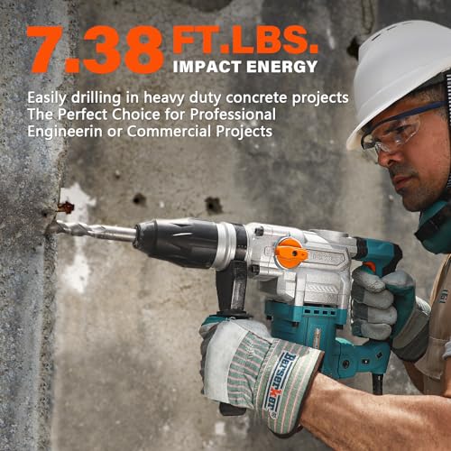 Berserker 1-9/16" SDS-Max Heavy Duty Rotary Hammer Drill with Vibration Control,Safety Clutch,13 Amp 3 Functions Demolition Rotomartillo for Concrete-Including 4 Drill Bits,2 Chisels,Carrying Case - Image 4