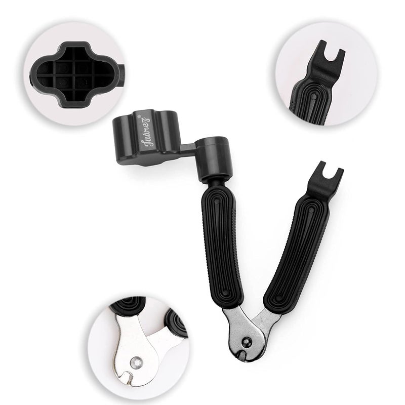 Juarez 3-In-1 Guitar String Winder And Cutter, Multifunctional Guitar String Pin Puller, Guitar Repairing and Adjustment Tool, Black (JRSW200BK) - Image 2
