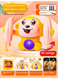 Children's Roll Monkey Electric Voice-Controlled Luminous Toy Somersault Little Monkey Baby Exercise Head-up Crawl-Color:Voice Controlled Induction [20 Songs] Strong Battery Life❤️Yellow Tipping Monkey