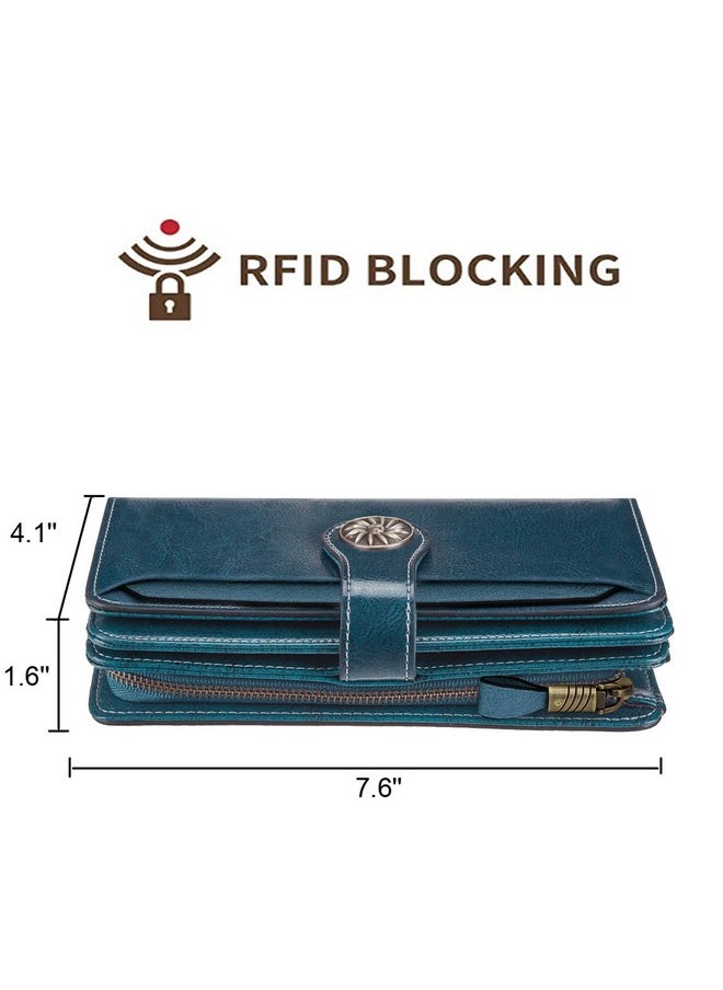 Womens Wallet Large Capacity Rfid Blocking Genuine Leather Wristlet Wallets(Peacock Blue) - pzsku/Z7B2920F3CC04C3A3AF0CZ/45/_/1714990503/6e797742-29c3-426c-b94c-e2714ad000d6