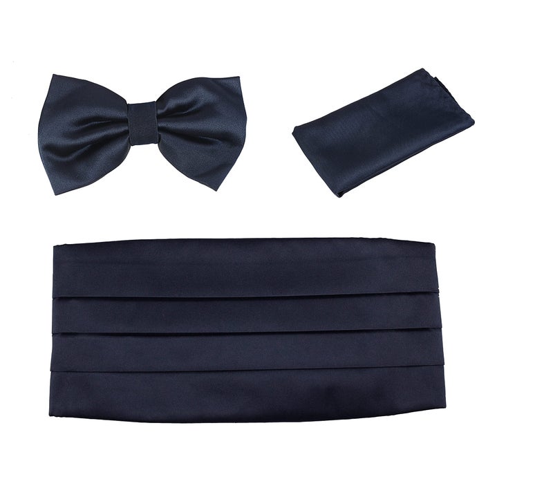 LEONARDI Men’s tuxedo cummerbund set for men | pocket square | bow tie | Packaging - Box | Size – adjustable & standard | pack of 1 - Image 1