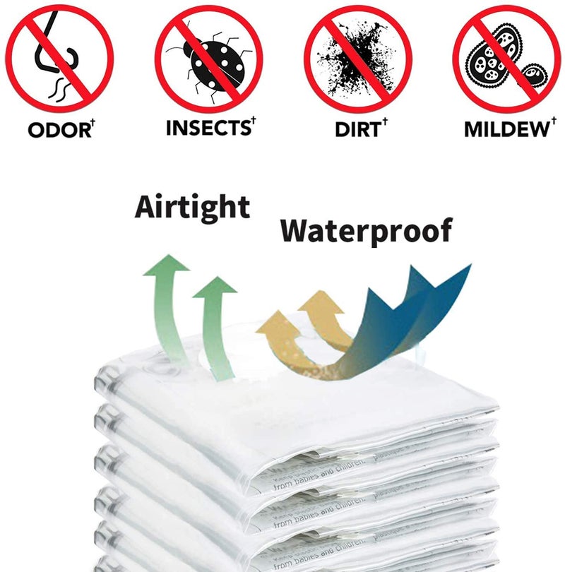 dhavl 4PCS Vacuum Storage Reusable Ziplock Smart Space Saver Bags Clothes Organizer Foldable Clothes Seal Compressed Travel Space Saving Bag with Hand Pump for Travel - Image 4