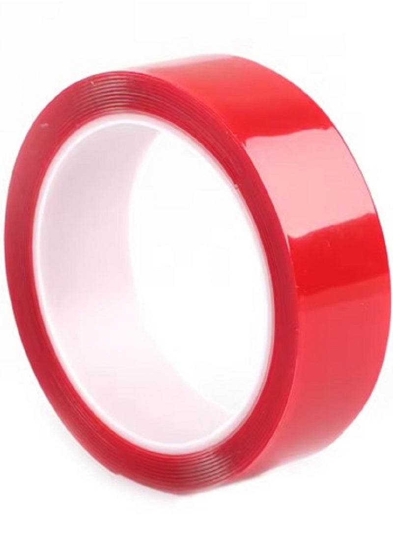Generic Double Sided Adhesive Tape Acrylic Transparent No Traces Waterproof Red Tape Sticker 30mmx3m  - Image 1