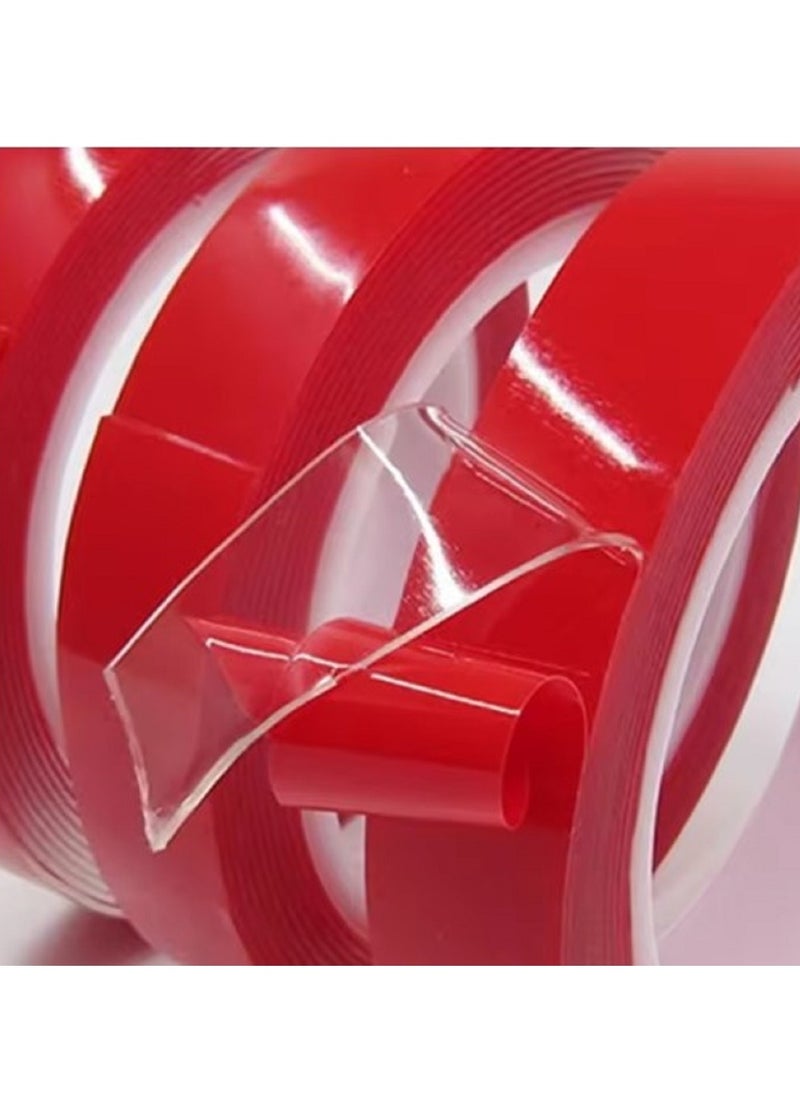 Generic Double Sided Adhesive Tape Acrylic Transparent No Traces Waterproof Red Tape Sticker 30mmx3m  - Image 2